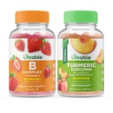 Liveable B Complex + Turmeric Curcumin, חניכיים Bundle - גדול Tasting, ויטמין תוסף, Gluten חינם, GMO חינם, Chewable