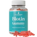 Ultra High Power Biotin Gummies for Hair Growth for Women and Men. Gelatin Free, טבעוני Biotin 10000mcg Chewables for Stronger Hair Skin and Nails. Great Tasting Strawberry Flavored Gummy
