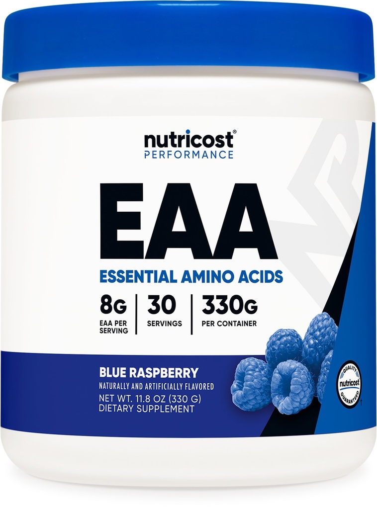 אבקת מזון EAA 30 משרתות (כחול פטל) - Essential Amino Acids - non-GMO, Gluten Free, Vegetarian Friendly