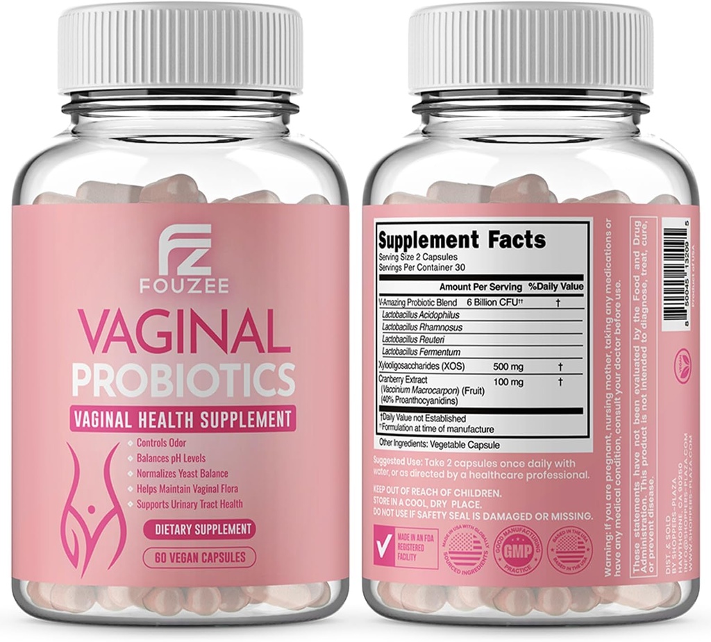 Probiotics for Women pH Balance - Cranberry Extract Prebiotics & Lactobacillus Band - Women's Vaginal Health Supplement for Vaginal Odor & Vaginal Flor, Yeast Balance, 60 קפסולות