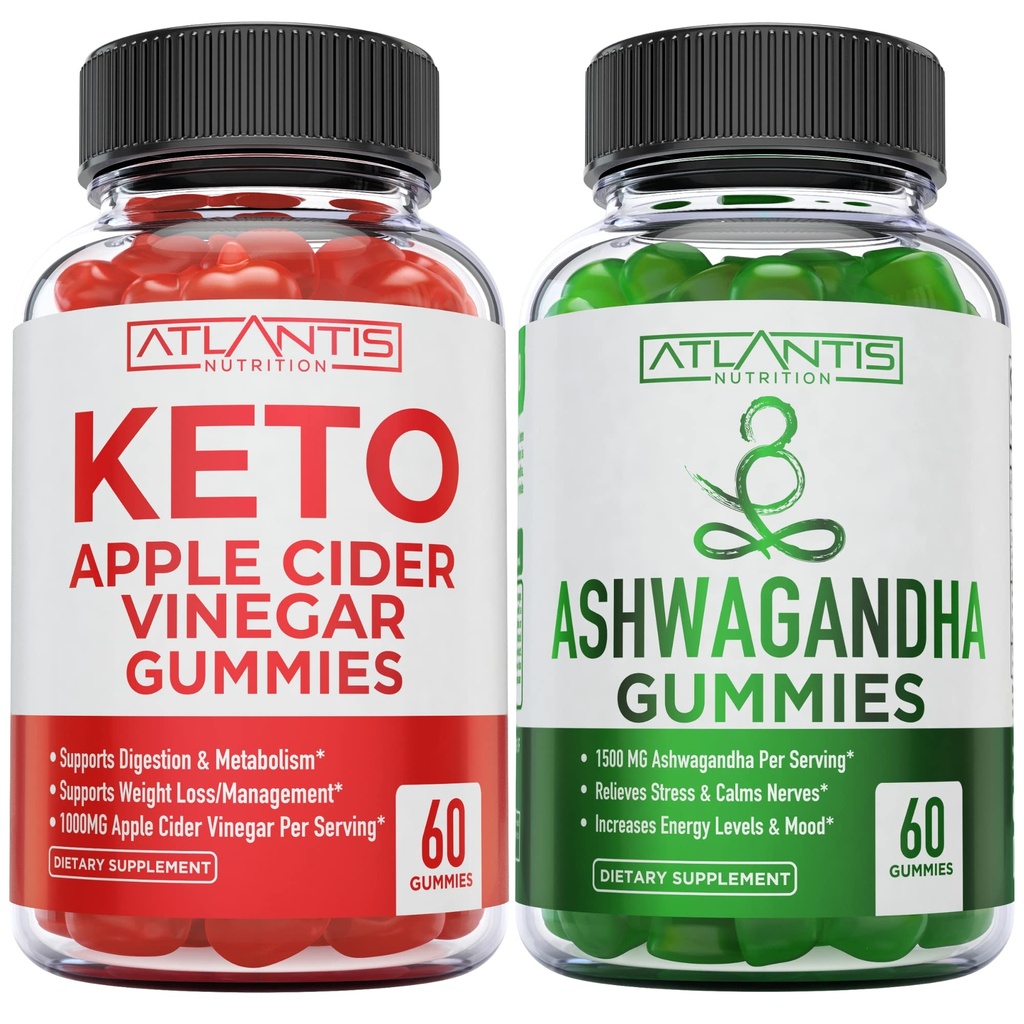 60 Keto Apple Cider Vinegarmies Advanced Weight Loss + 60 Ashwagandha Gummies - 1500MG Ashwagandha Per המשרתת