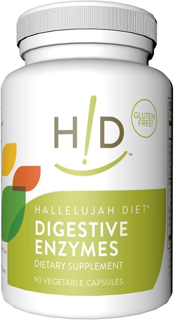 דיאטת Hallelujah - Enzymes, תוספי תזונה Multi-Enzyme עבור תמיכה תזונתית ותזונה תזונתית, 90 קפסולות