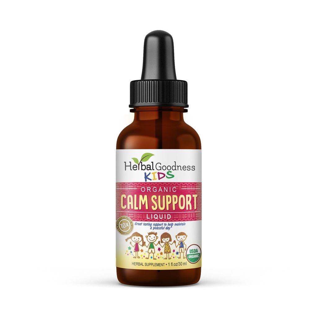 Kids Calm Support נוזל לחלץ 1oz עם Magnesium Glycinate, Magnesium Citrate, Multivitamin - Magnesium for Kids - 1ozבק, יחידה אחת - Herbal Goodness