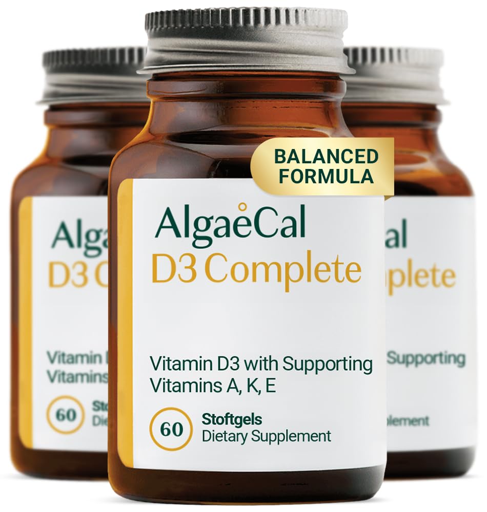 ALGAECAL 4in-1 ויטמין D3 K2 שלם - תוסף ויטמין ADK, שיפור בריאות החיסון ועצם עם D3 K2, A, & E - Whole Body ועצמות העצם, 60 Easy-Swallow Softgels