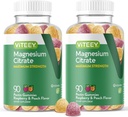 VITEEY Magnesium Gummies למבוגרים - 255 מ"ג של מגנסיום Citrate Gummy for Calm, Sleep, Nerve & השרירים פונקציות תמיכה - טבעוני, Gluten Free - 180 הרוזן