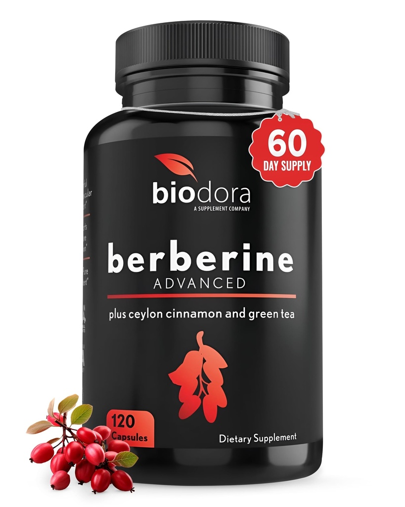 Berberine Advanced Plus עם 1200mg Berberine - 100 מ"ג Ceylon Cinnamon ו 100 מ"ג ייצור תה ירוק - 1400mg Per Dose -120 קפסולות - 60 יום אספקה - תמיכה Immune ו Cardiovascular