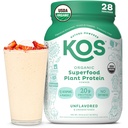 אבקת חלבון טבעוני KOS, Unflavored & Un Sweetened - Low Carb Pea חלבון בלגן, אורגני Superfood עשיר בוויטמינים & מינרלים - Keto, Soy, Free - החלפת Meal עבור נשים וגברים - 28 משרתים
