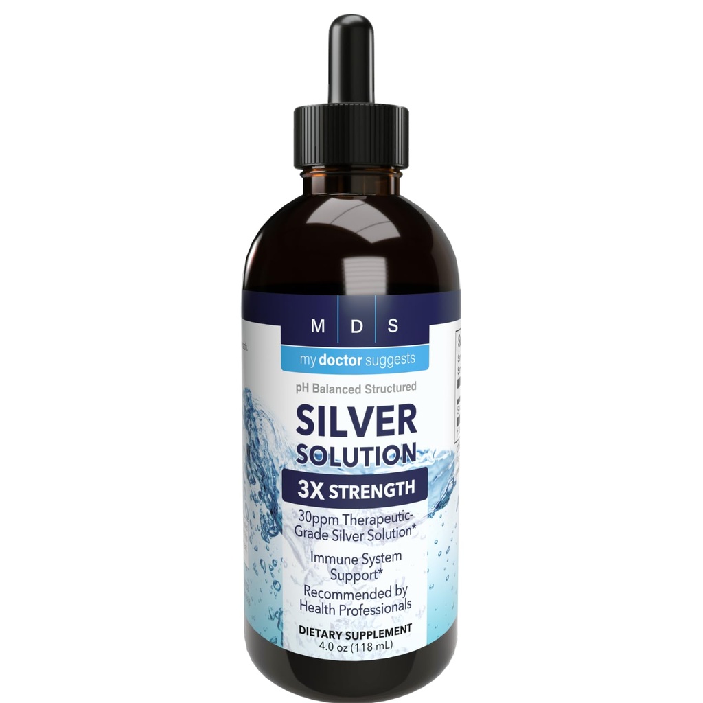 Alkaline Structured Silver Liquid 30ppm - Advanced Immune Support Liquid Drops - תוספת כוח קולוידאל Silver מינרלים תוספי - Made in USA (4 oz)