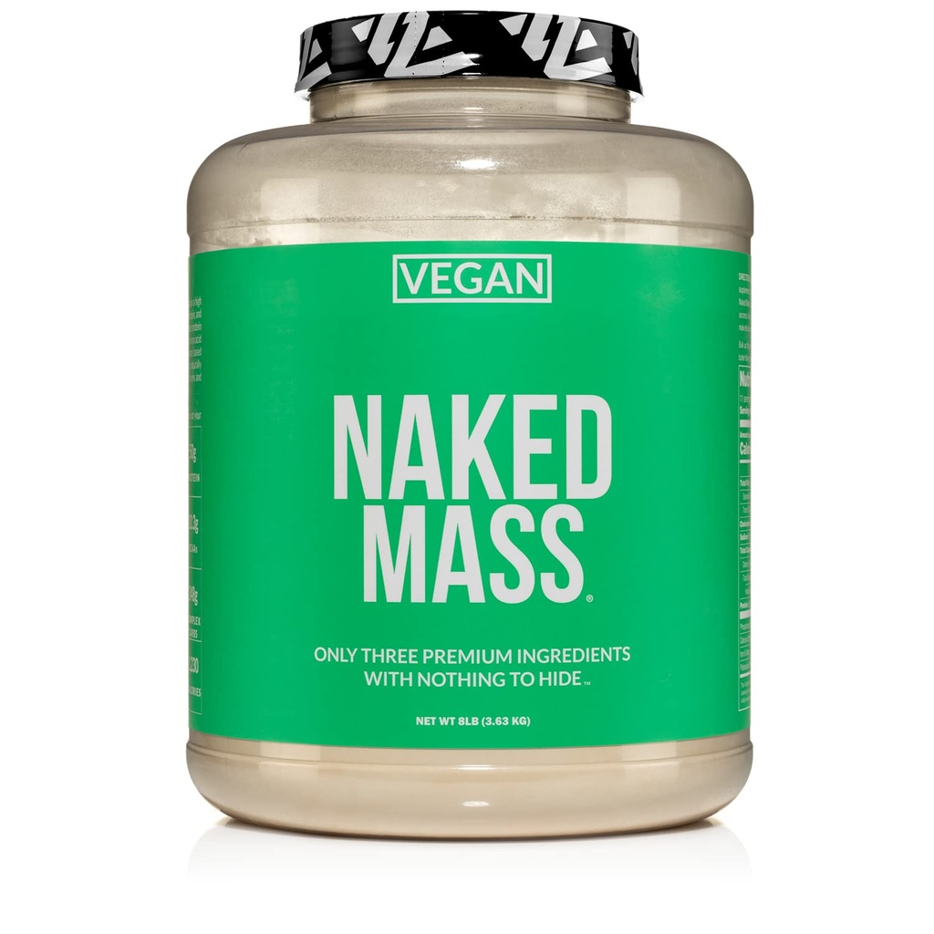 NAKED Vegan Mass - Natural Weight Gainer חלבון אבקה - 1,230 קלוריות, non-GMO, Soy & Gluten Free, No Artificial Ingredients - 8LB Bulk - 11 משרתים