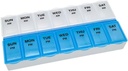 טיפול בסיסי (7 ימים) AM/PM Pill מארגנת, ויטמין CA, ו- Medicine Box, השוואות גדולות, 2 פעמים ביום, כחול ו Clear Lids