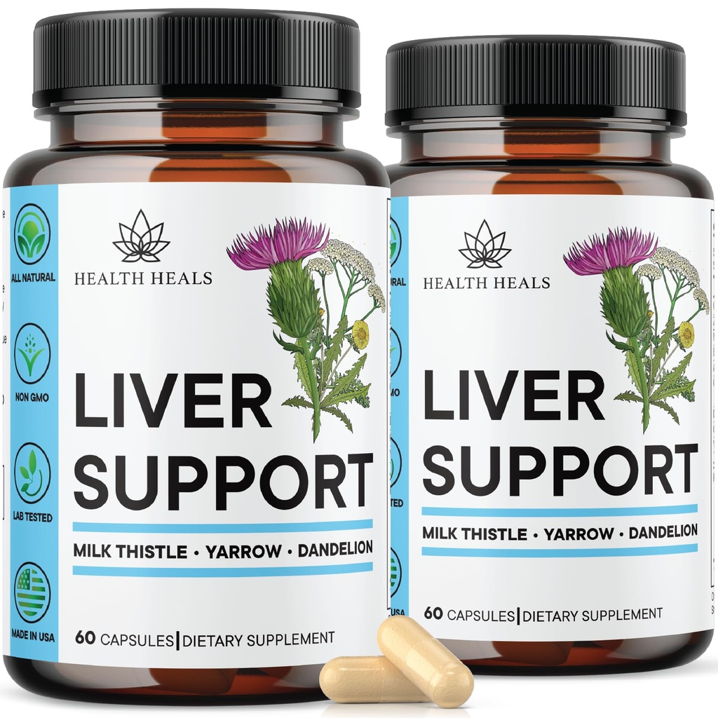 Liverנקה ותיקון פורמולה - Herbal Liver Support Supplement with Milk Thistle Dandelion Root Turmeric, Artichoke Extract for Liver Health - 120 Count