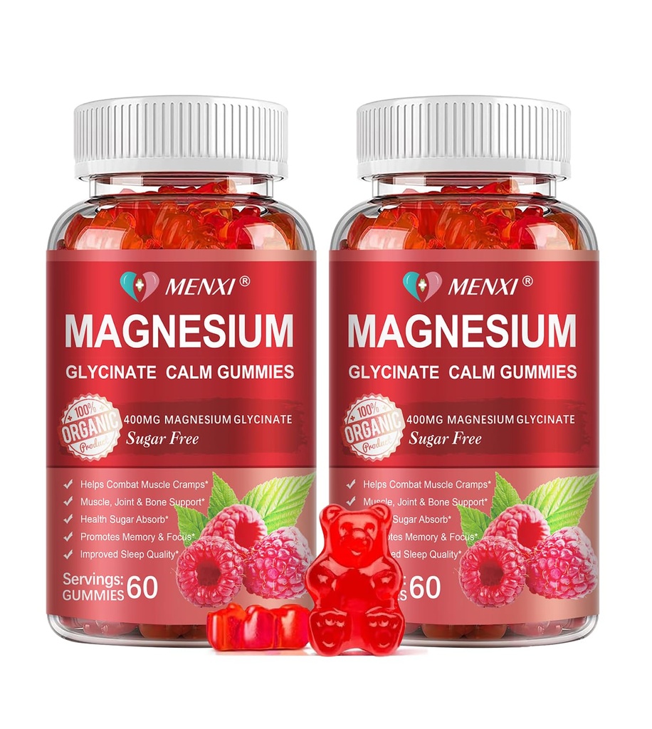Magnesium Gummies 600 מ"ג ל-Magnesium Glycinate 400 מ"ג ומגנזיום Malate 200 מ"ג, Sugar חינם Magnesium Potassium תוסף עבור Calm Mood, השרירים, העצם והאנרגיה תמיכה, 120 מסטיקנים פטל.