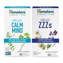 ההימלאיה Hello Calm Mind עם Bacopa להרגעה, פוקוס והתרחבות & Hello Zzzs עם מלטונין עבור תמיכה בשינה, 60 קפסולות כל אחד - Bundlele