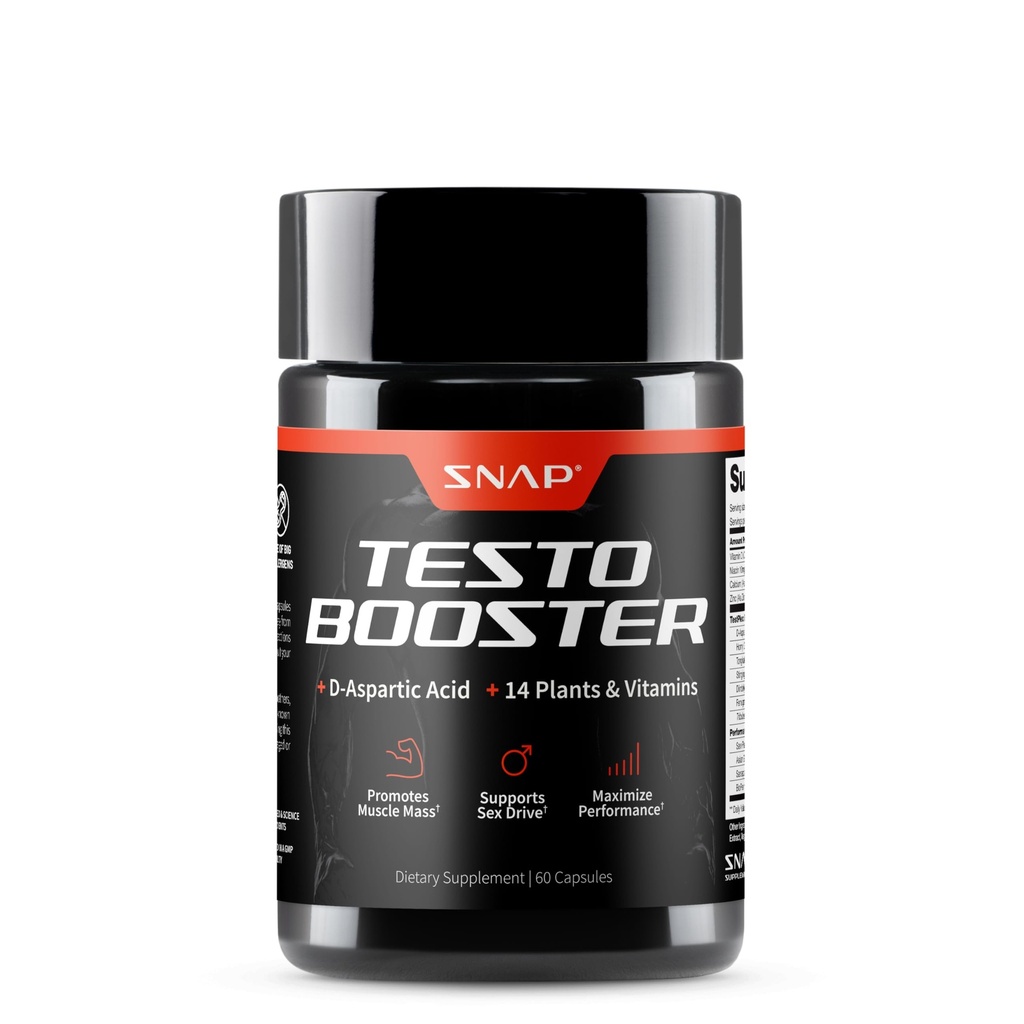 תוספי Snap תוספי טסטוסטרון Booster עבור גברים - מקדם צמיחה שרירים, Booster עבור גברים, Enhancing אנרגיה טבעית, סטטינה וכוח, 60 קפסולות
