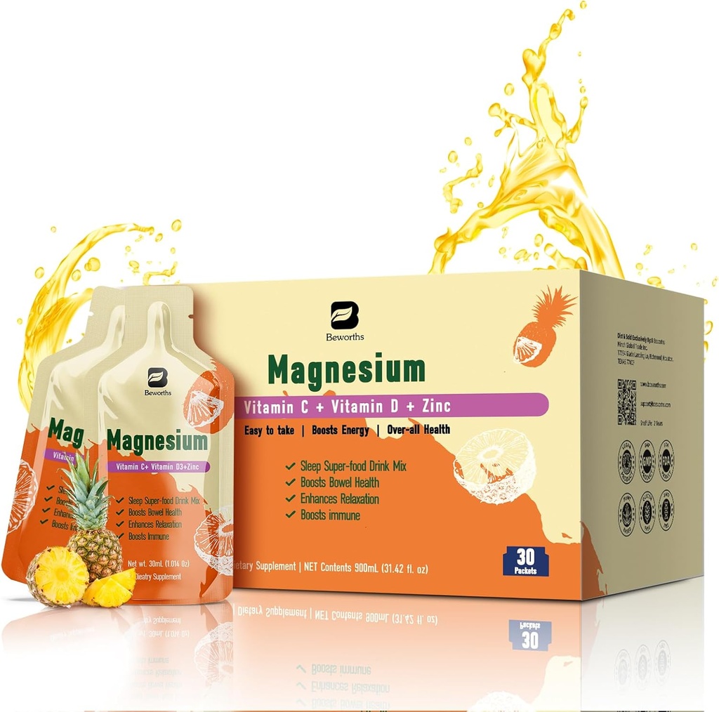 מגנזיום Citrate נוזל תוספת 280Mg עם Bromelain, ויטמין C, D3, B6, Zinc, High Absorption Magnesium Citrate Drink for Constipation, Zzz & Energy