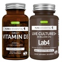 ויטמין D3 + Live Cultures+ Lab4 Probiotics Bundle, 365 2000io ויטמין D3 Tablet + 25 מיליארד CFU Lactobacillus Acidophilus & Bifido חיידק עם Prebiotic non-Bloating Prebiotic, על ידי Igennus