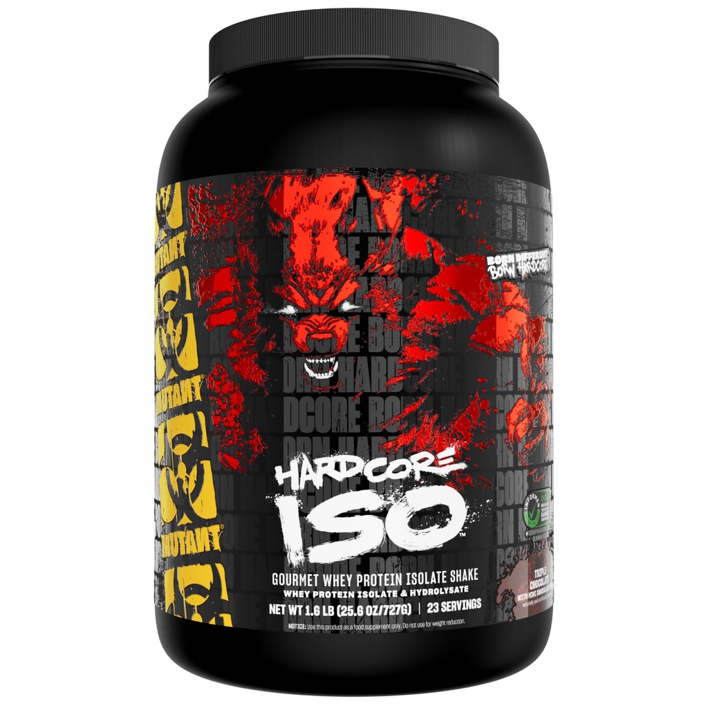 המוטאנט ISO Surge Whey חלבון אבקת לפעול במהירות כדי לעזור לשחזר, לבנות שריר, בולק וכוח, משתמש רק רכיבים, 1.6 lb - שוקולד משולש