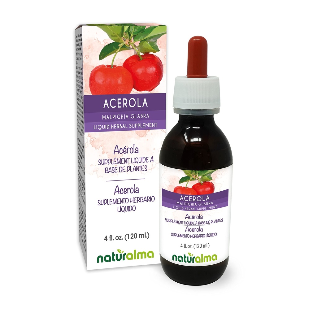 Naturalma Acerola (Malpighia glabra) פירות אלכוהול חינם Tincture - עשיר ויטמין C - 4 oz נוזל לחלץ טיפות - Herbal תוסף - טבעוני