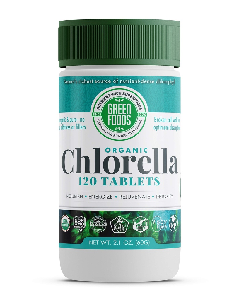 מזונות ירוקים אורגני Chlorella 500 Mg, 120 הרוזן