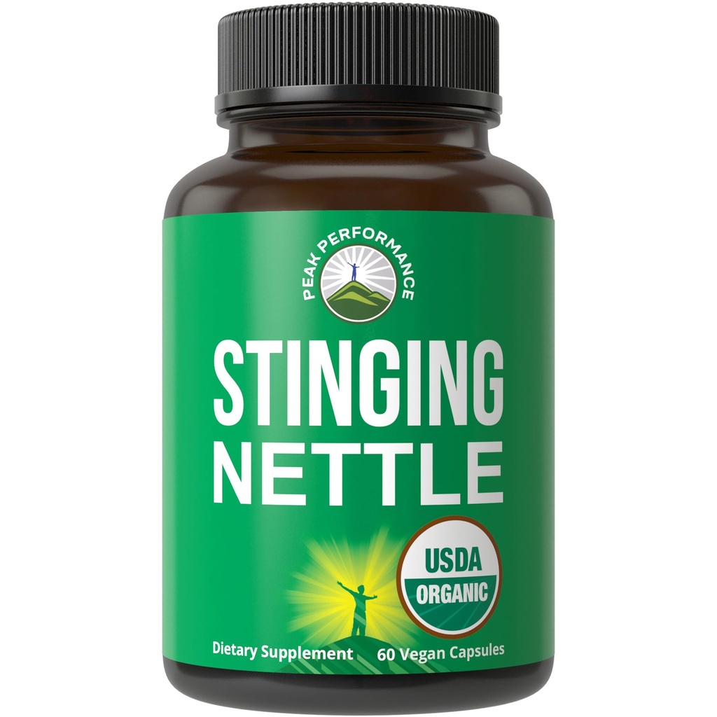 USDA אורגני Sting Nettle טבעוני קפסולות נוצר עם Stinging Nettle Leaf אבקת עבור Prostate, צמיחת שיער, אלרגיה. עדיף על שורש או עיין בפלט. צמחי מבוסס טבליות תוספת צמח, 60 גלולות