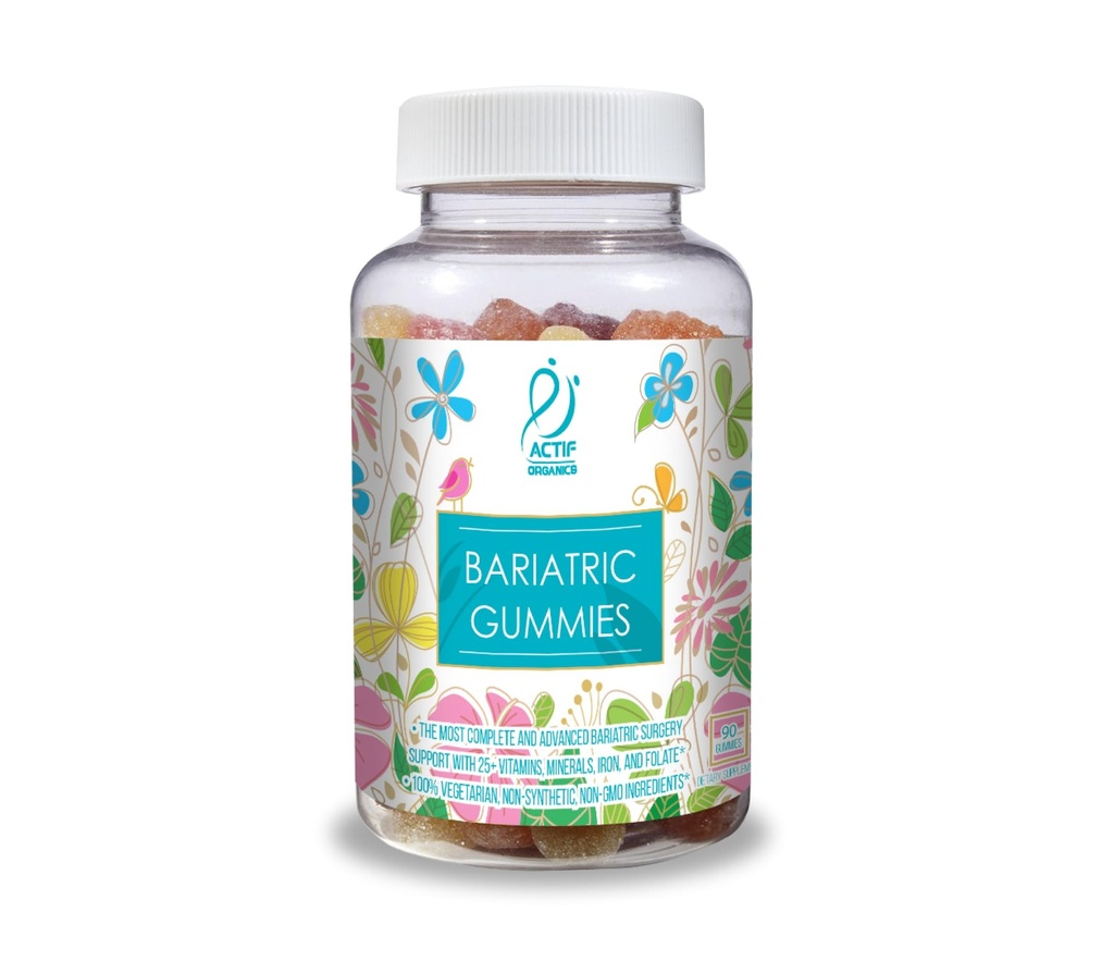 ACTIF Organic Bariatric Gummies with 25+ Organic Vitamins and Minerals for Bariatric Surgery, Advanced Formula – Non GMO, 90 Count