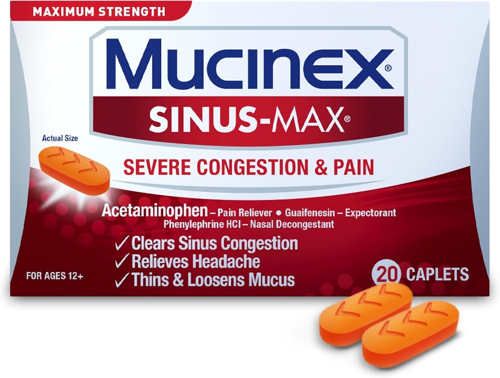 Mucinex Sinus-Max Someeungestion Relief Caplets, 20 Count
