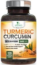 תוסף Turmeric Curcumin 2600 מ"ג - 95% Curcuminoids עם אורגני Turmeric & bioPerine Black Pepper לחלץ עבור הטוב ביותר Absorption, תמיכה טבעונית טבעית, non-GMO, בבקבוק בארה"ב - 120 קפסולות