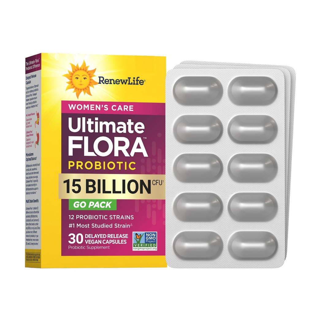 Renew Life Women's Probiotic כמוסות, תומך ב- pH Balance for Women, Vaginal, Urinary, Digestive ו- Immune Health, L. Rhamnosus GG, חלב, סויה וגלוטן חינם, 15 מיליארד CFU - 30 Cttt-Ctttt.