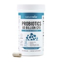 NatureWise Probiotics 60 מיליארד CFU - 17 סטרינס + אורגני Prebiotics - Immune, Digestive & Gut Health Support for Women & Men - Vegetarian, Gluten-Free, non-GMO - 60 קפסולות.