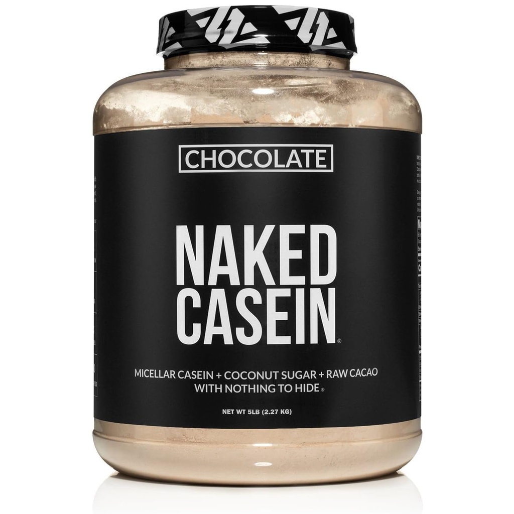 Naked Chocolate Casein - שוקולד Micellar Casein חלבון - 5 פאונד Bulk, GMO-Free, Gluten-Free, Soy-Free, Preservative-Free - Stimulate שרירים צמיחה - שיפור ההתאוששות - 60 משרתות