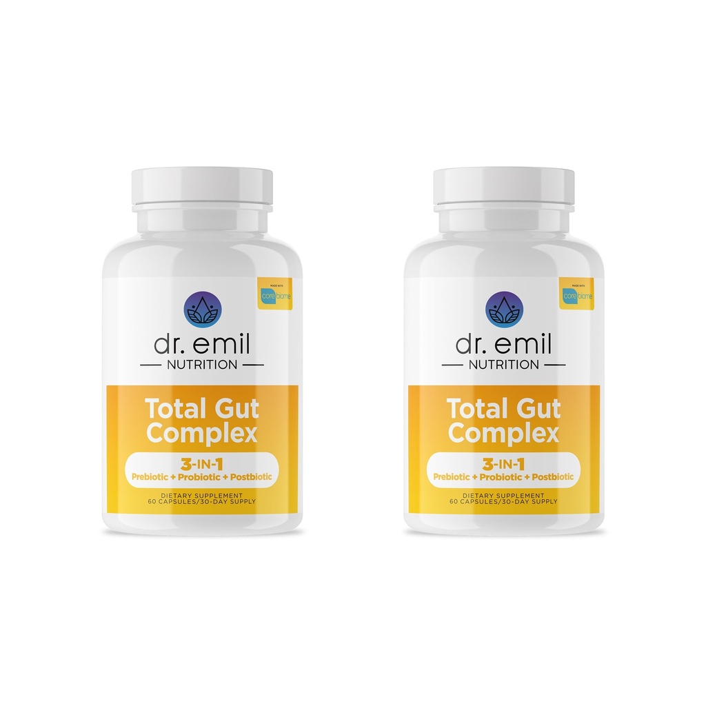 DR. EMIL NUTRITION Total Gut Health Complex - Prebiotic + Probiotic + Postbiotic Gut Health Supplements for Women and Men - Probiotics for Digestive Health & Gut Health, 120 קפסולות