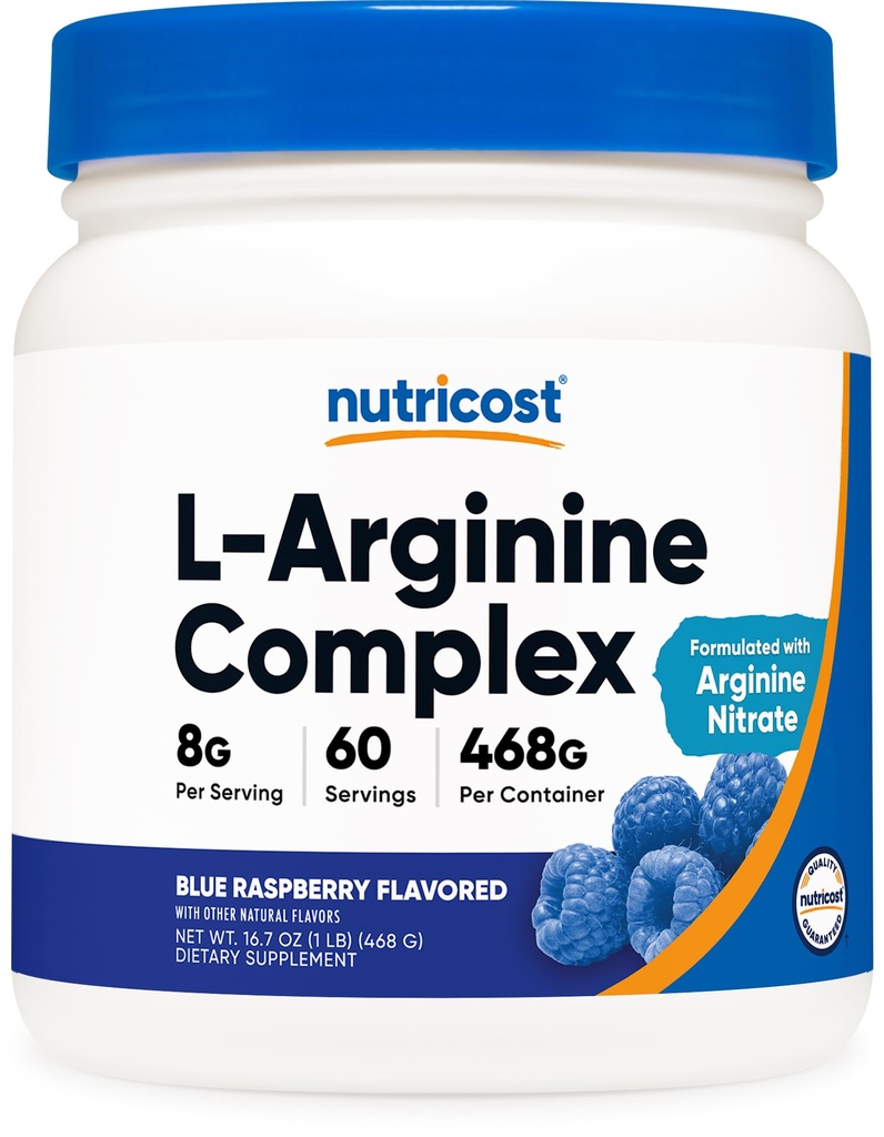 תרכובת L-Arginine (כחול פטל, 60 משרתים) - Gluten Free, non-GMO