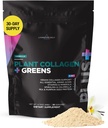 Livingood Daily Plant Collagen + Greens אבקה, Vanilla Flavor, 5in-1 Collagen תמיכה עם פי חלבון, Amino Acids, Spirulina, Chlorella & ויטמין C, שיער עור ציפורנים תמיכה, טבעוני, 30 משרתות.