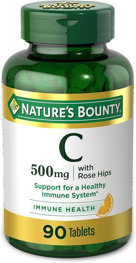ויטמין C של Nature's Bounty, תמיכה במערכת חיסונית בריאה, 500 מ"ג ויטמין C עם Rosehips, 90 טבליות Chewable