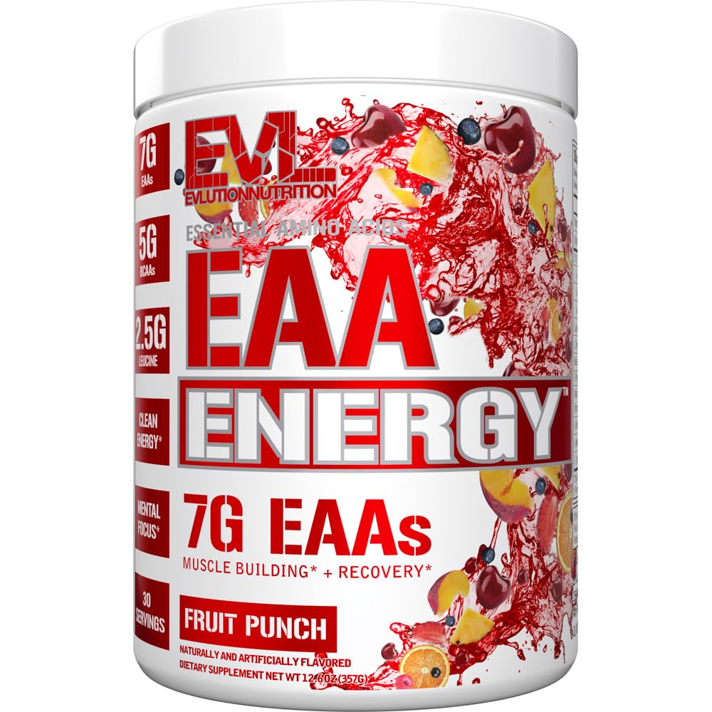 אבקת טרום & Post Workout - שריר בניין ושיקום - 7g Essential Amino Acids + 5g BCAAs - אנרגיה נקייה - עם Caffeine - 30 משרתים - פירות Punch