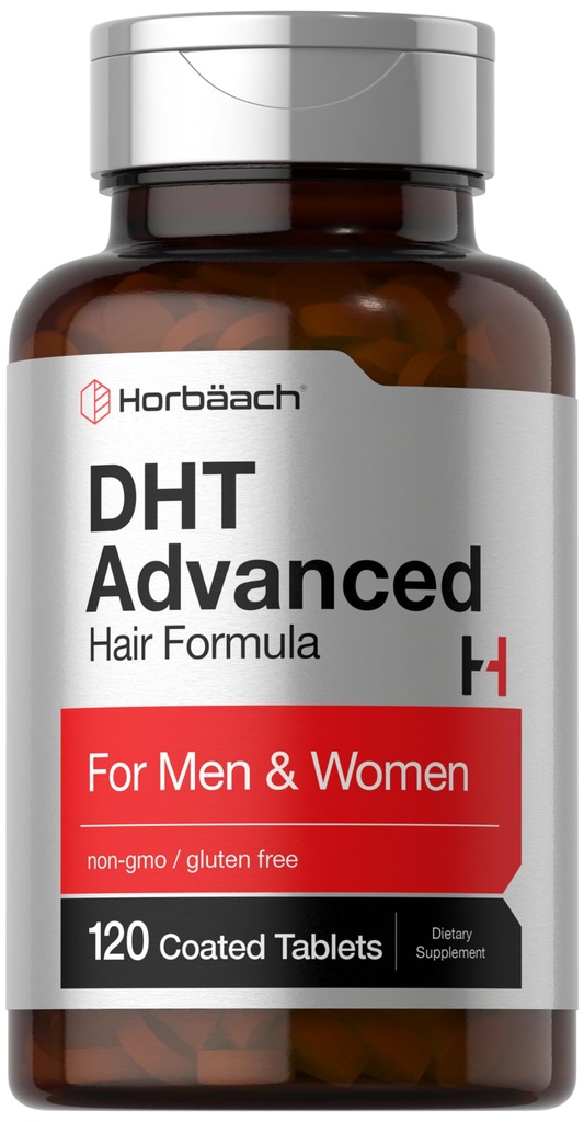 Horbäach DHT מתקדם תספורת פורמולה | 120 טבליות | Non-GMO ו- Gluten Free Hair Formula Band with Saw Palmetto, Kudzu ו- Fo-Ti