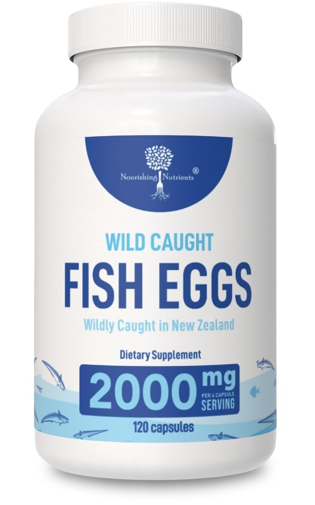 Wild Catch Fish Eggs 2,000 מ"ג - אומגה 3 תוספת לעיניים, בריאות המוח, תומך אי-אמון, עצמות ושיניים, תמיכה Mood עם אומגה 3-6-9 קפסולות ביצים