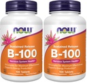 תוספי מזון, ויטמין B-100, Sustained Release, Energy Production*, Nervous System Health*, 100 טבליות (Pack of 2)