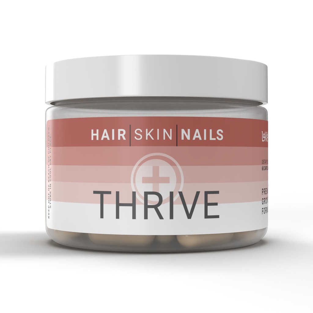 Le-Vel Thrive, Premium Collagen עם Biotin 3500mcg, ויטמין C, Zinc ו Turmeric - שיער, עור, ציפורניים, מפרקים - hydrolyzed Marine Collagen, Ashwagandha, Keratin, אורגני Kelp 60 קפסולות