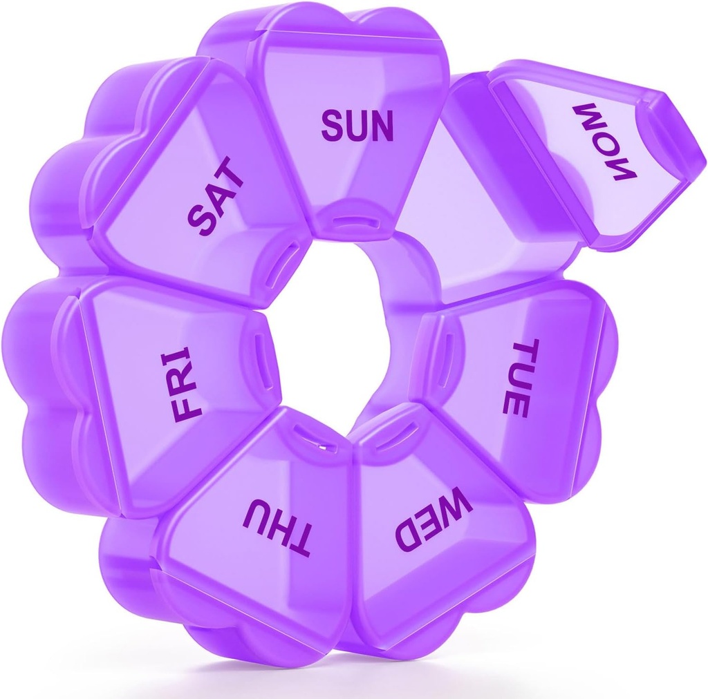 מארגנת גלולות שבועיות גדולות, Pill Box 7 Day, KAPENS Daily Case Large Capacity Compartments, Pill Containers for Fish Oil Supplements, Purple