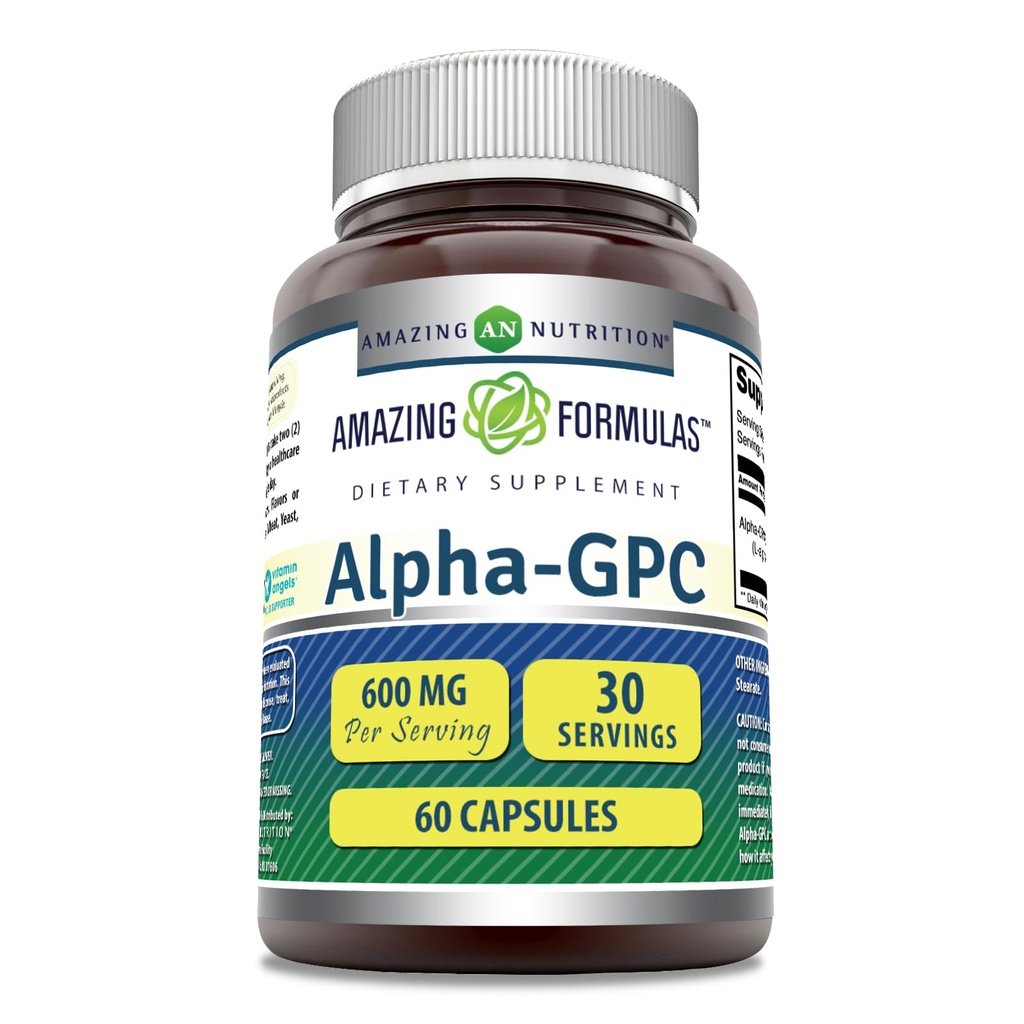 פורמולות מדהימות אלפא GPC תוסף | 600 Mg Per Serve | 60 קפסולות | Non-GMO | Gluten Free | Made in USA