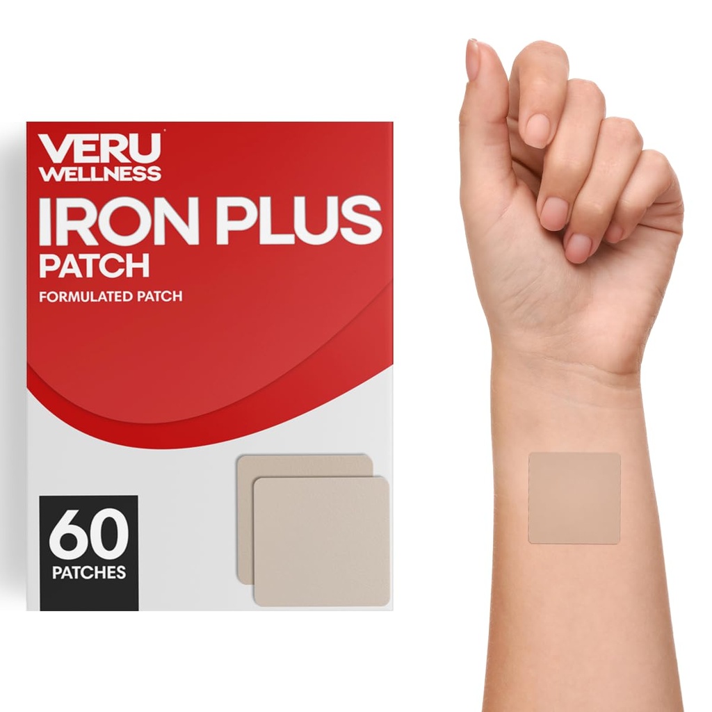 Veru Wellness Iron Plus Daily Patch - תמיכה בהגנת ברזל - רמות דם ואנרגיה (60 יום)