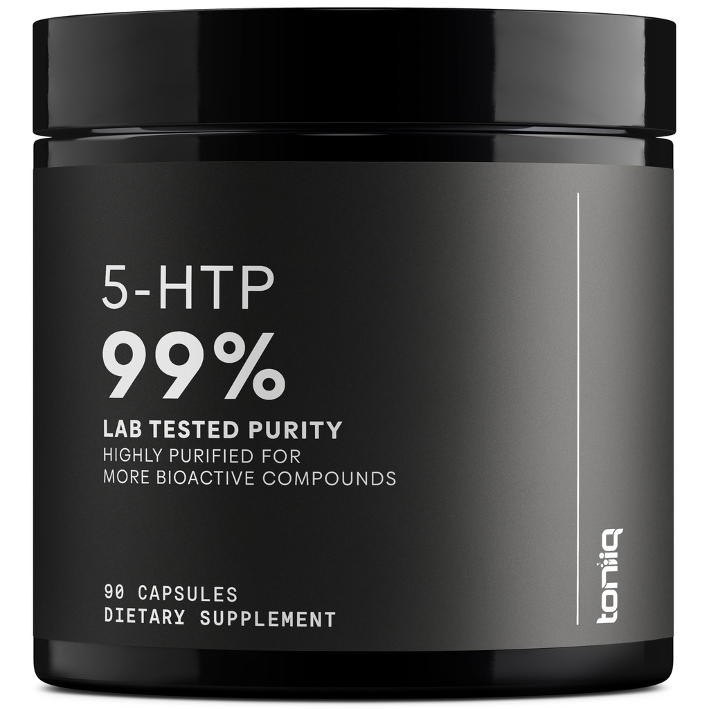 Toniiq Ultra High Power 5HTP קפסולות - 99%+ Highly Purified and Bioavailable - 12:1 ריכוזי הפקה - 200mg - 90 Veggie קפסולות