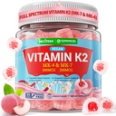 ויטמין K2 חניכיים MK-7 200 mcg & MK-4 500 mcg לנשים & גברים סוכר חינם, מושלם 2-IN-1 מלא Spectrum ויטמין K2 עבור העצם, He-art, מקדם Calcium Absorption, המוח, השיניים, Immune, 1Pack