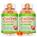 2 Pack CoQ10 Gummies 250 מ"ג, Plus אומגה 3, Magnesium, ויטמין B12 לאנרגיה סלולרית, Brain & Antioxidant, 5X Better Absorption Coenzyme Q10 תוסף 120 Cts