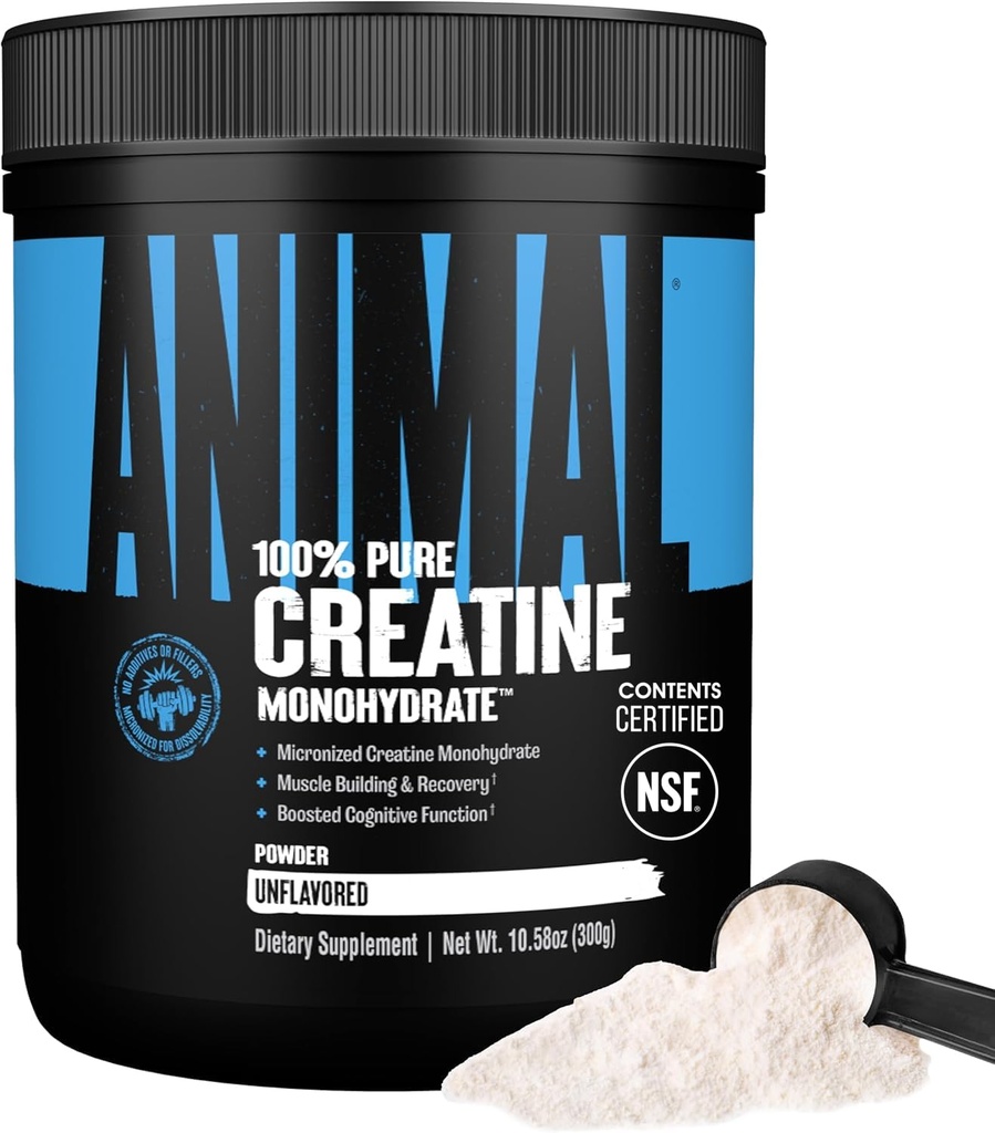 Animal Creatine Monohydrate אבקת - מיקרון עבור התאוששות שרירים, אנרגיה סלולרית, ודיילי בריאות - עבור גברים ונשים - Unflavored 300g