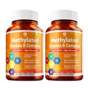 1 ויטמין גוף B Complex Twin Pack - 5-MTHF Folate עם B1, B2, B5, B6, Methyl B12, Niacin, Biotin - 60 קפסולות כל אחת