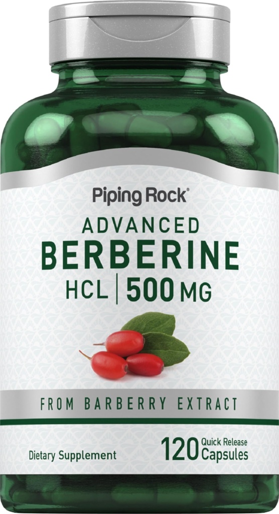 Piping Rock Berberine HCL תוספי | 500 מ"ג | 120 קפסולות | Barberry לחלץ | Non-GMO, Gluten Freeten