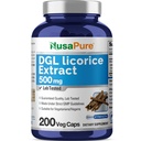 NusaPure DGL Licorice לחלץ 500 מ"ג 200 קפסולות Veggie (Vegan, non-GMO)