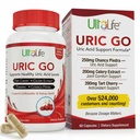 #1 URIC Go Uric Acid ניקוי תוספת תמיכה עבור G.O.U.T - Natural Kidney ניקויse Detox Formula Chanca Piedra, Celery Seed, Tart Cherry, Cranberry, Pomegranate, Turmeric, טבעוני non-GMO 60 קפסולות